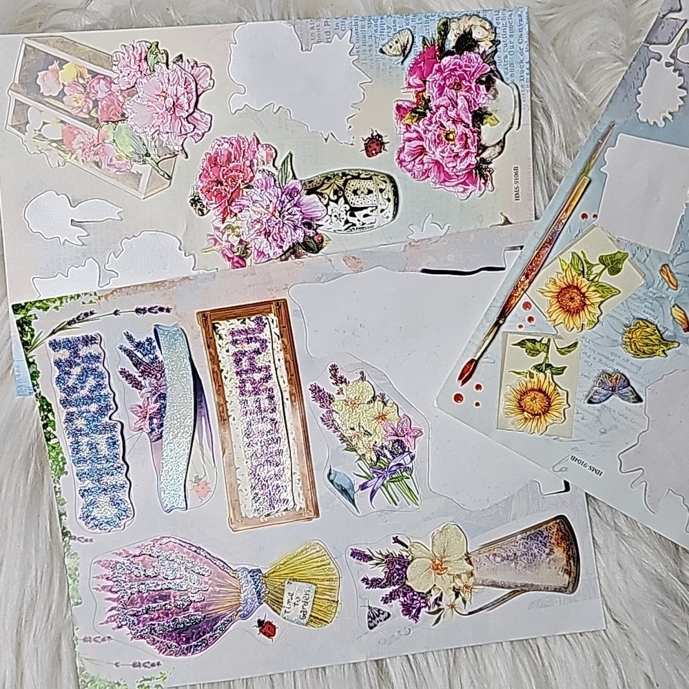 Pink purple yellow flowers butterfly 🦋 bee 🐝 ladybug  🐞  snail 🐌 stickers
